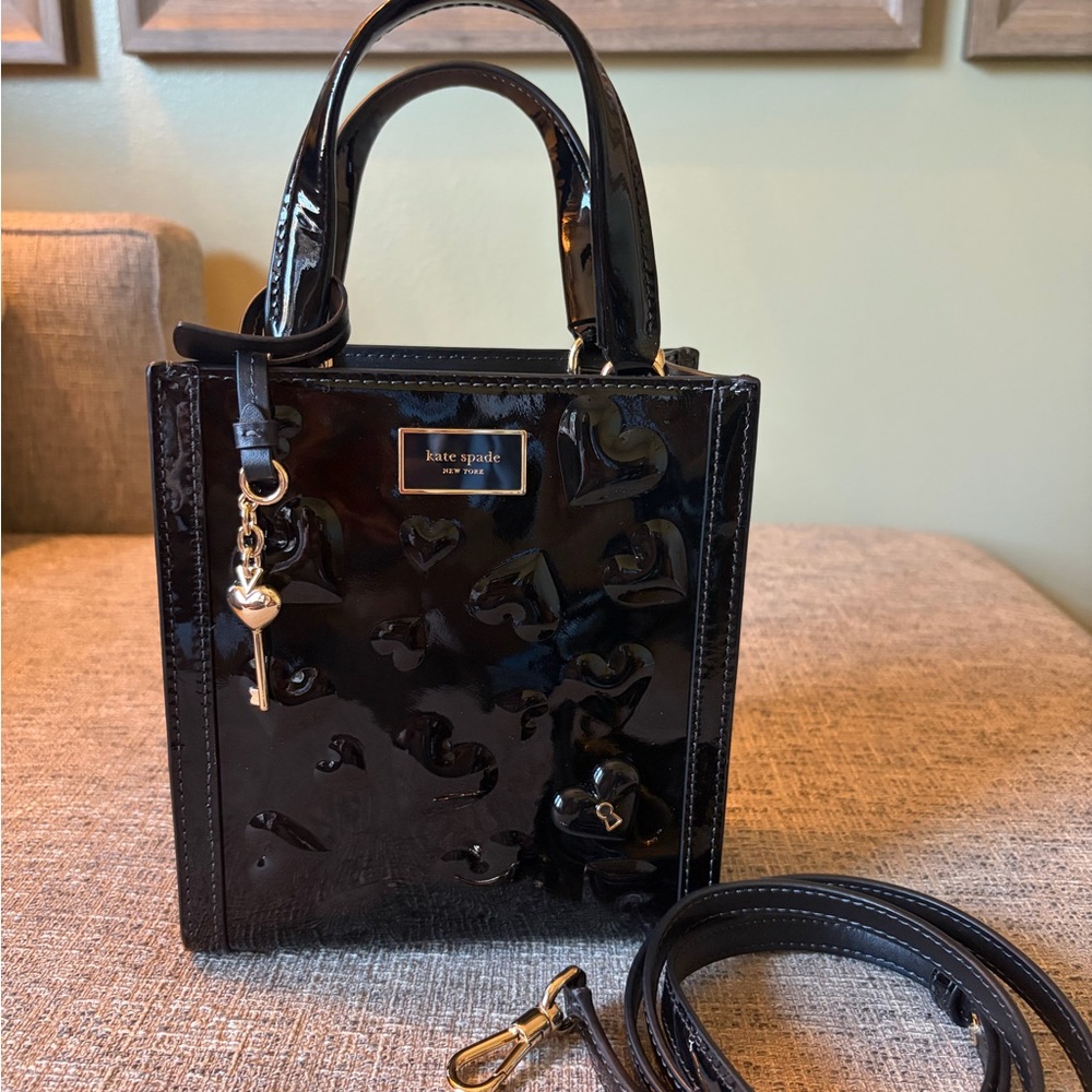 Kate Spade Black Mini Bag with Heart Accents